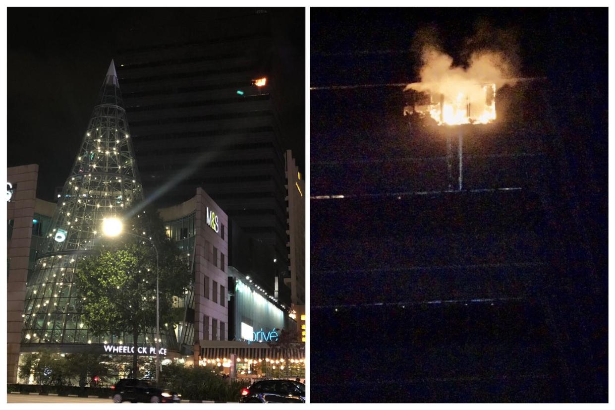 Fire at an 18th-floor unit of Liat Towers on 25 March 2020.