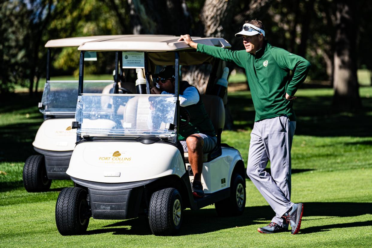 Colorado State men's golf coach Christian Newton, pictured during the Ram Masters Invitational on Sept. 20-21, 2021, at Fort Collins (Colo.) Country Club, said his team overcame a lot of adversity to qualify for the NCAA Regionals with a strong finish to the 2022 season.