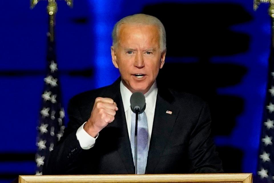 President-elect Joe Biden vows to focus on science in an effort to turn the tide against the coronavirus pandemic, during a speech in Wilmington, Del., on Nov. 7.
