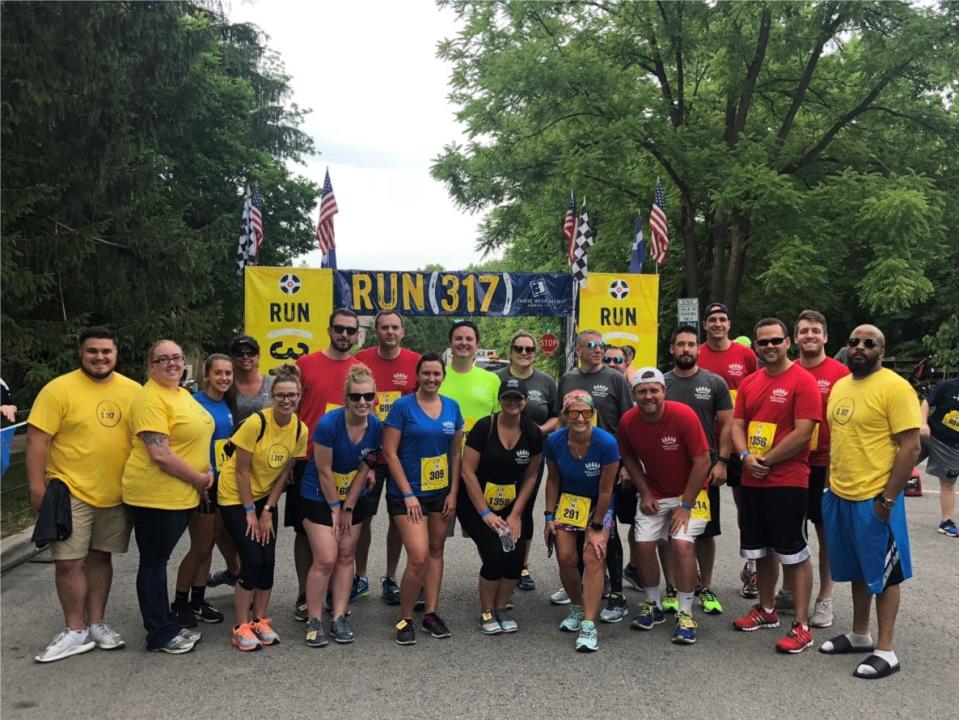 The team at Royal United Mortgage takes part in Run (317). They company was named a Top Workplace in the Indianapolis Star’s annual survey of Central Indiana workplaces. The results were tabulated by Energage, which surveyed employees.