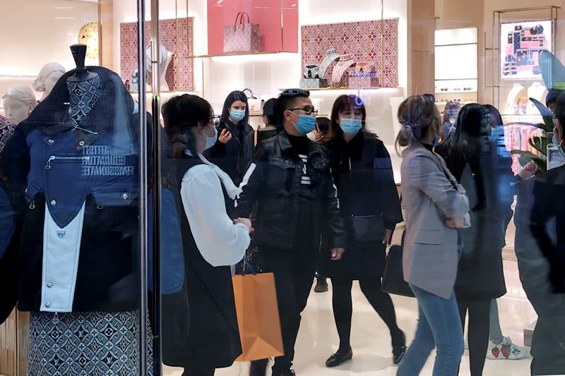 Shoppers visit Yorkdale Mall in the Toronto suburb of North York