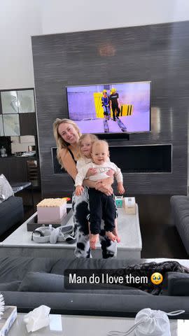 <p>Brittany Mahomes /Instagram</p> Brittany posted a make-up-free photo of her with her two kids on Friday