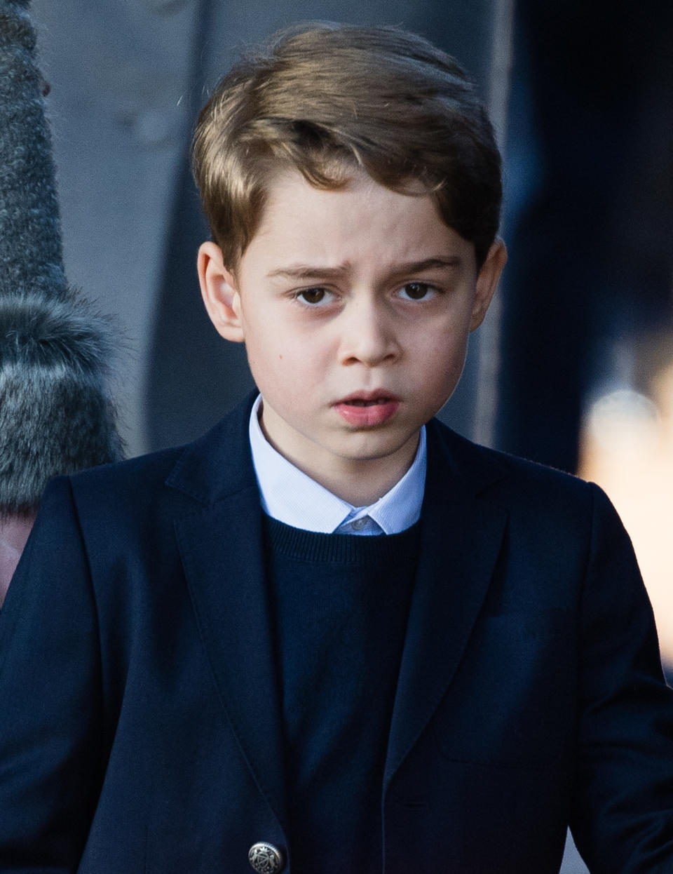 KING'S LYNN, ENGLAND - DECEMBER 25:  Prince George of Cambridge attends the Christmas Day Church service at Church of St Mary Magdalene on the Sandringham estate on December 25, 2019 in King's Lynn, United Kingdom. (Photo by Pool/Samir Hussein/WireImage)