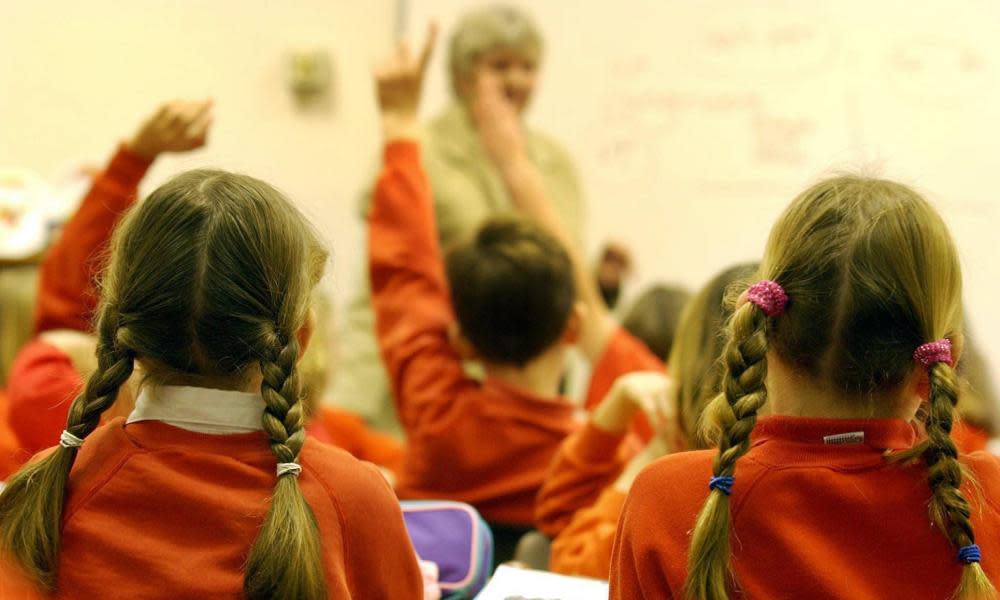 primary school pupils during a lesson.