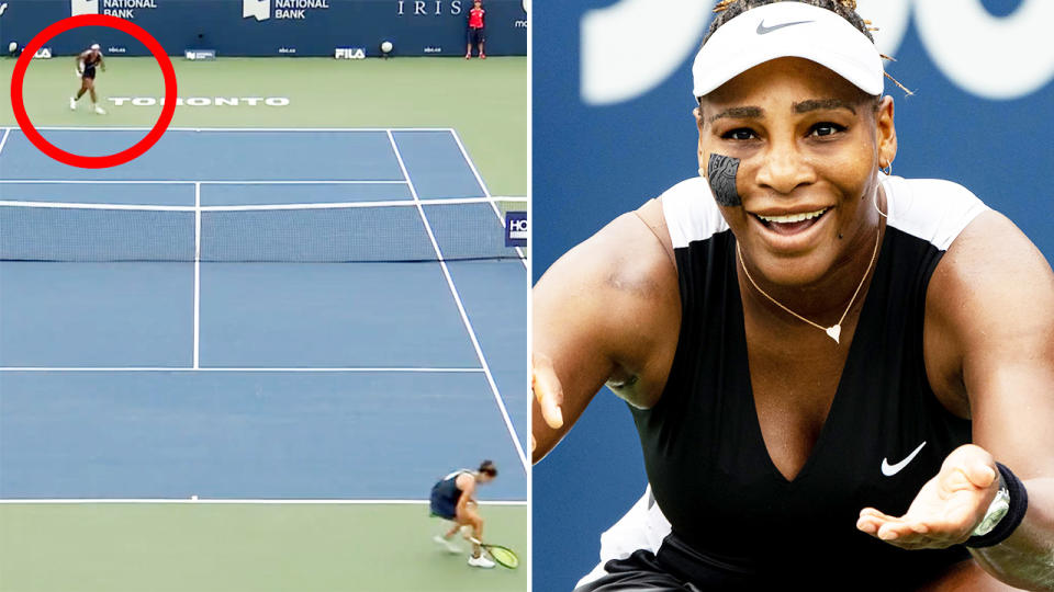 Serena Williams, pictured here winning her first singles match in 430 days at the Canadian Open. 