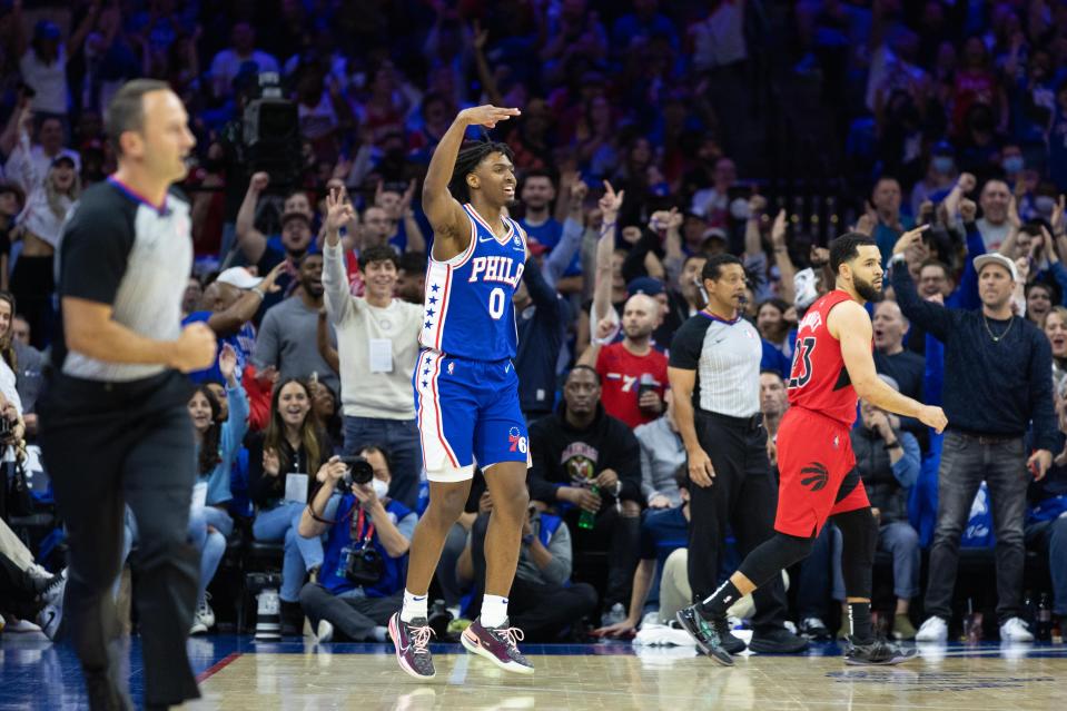 Tyrese Maxey scored a playoff career-high 38 points for the Sixers.