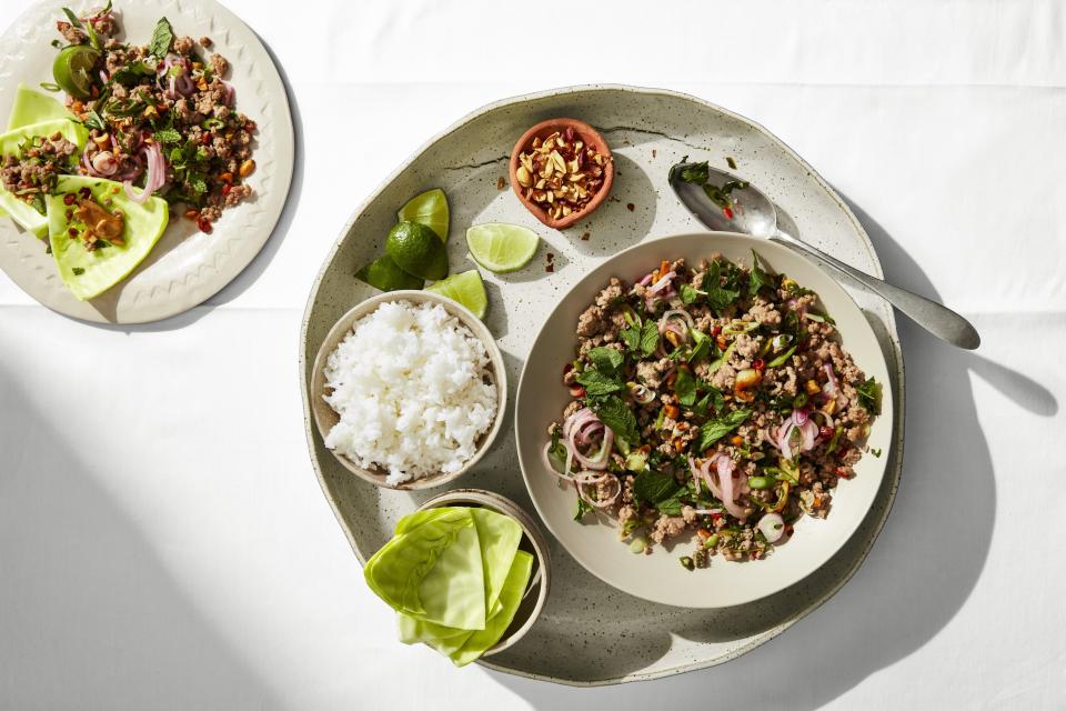 Spicy Larb with Cabbage Cups