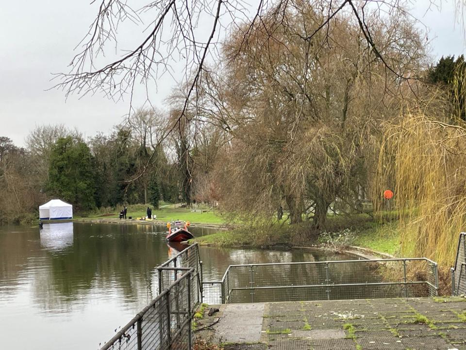 A police tent is erected at the River Wensum in Wensum Park, Norwich, as police search for Gaynor Lord, 55, who was last seen on Friday afternoon after she left work early from Norwich city centre. Her belongings, including clothing, two rings, a mobile phone and glasses, were found scattered in Wensum Park. Her coat was discovered in the River Wensum, which runs through the park. Picture date: Thursday December 14, 2023.