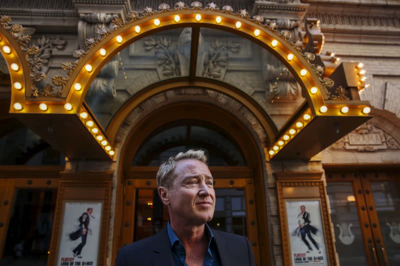 Dancer Michael Flatley poses for a portrait in front of the Lyric Theater in New York