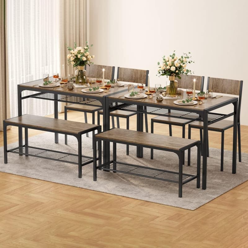 Gizoon 4-Piece Dining Table Set with Bench