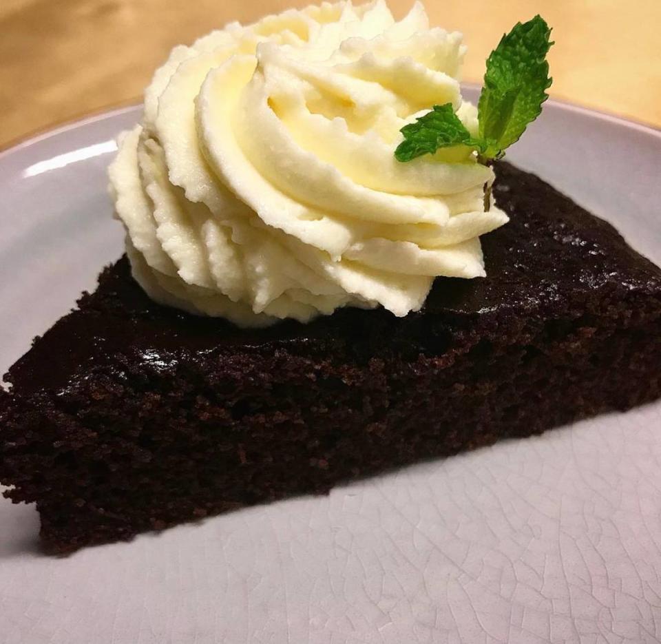 Add a sweet treat to your holiday meal, such as this chocolate cake with white chocolate-peppermint mousse.