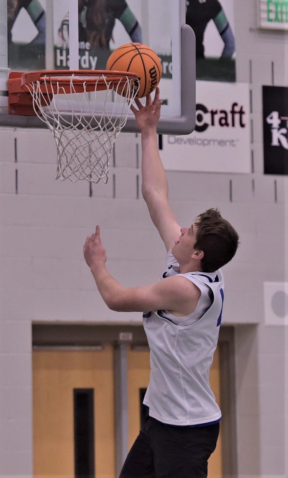 Poudre High School boys basketball player Luke Foster competes in the skills challenge during the FOCO City Challenge on Nov. 18, 2022, at Fossil Ridge High School in Fort Collins.