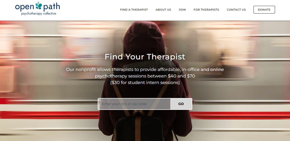 Screenshot of Open Path Therapy Collective's website
