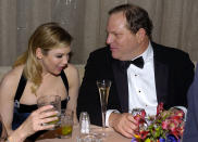 <p>Zellweger and Weinstein had a serious conversation on Jan. 25, 2004, the night that she took home a Globe for <em>Cold Mountain</em>. Think they were already prepping for the release of <em>Bridget Jones: The Edge of Reason</em>? (Photo: L. Cohen/WireImage) </p>