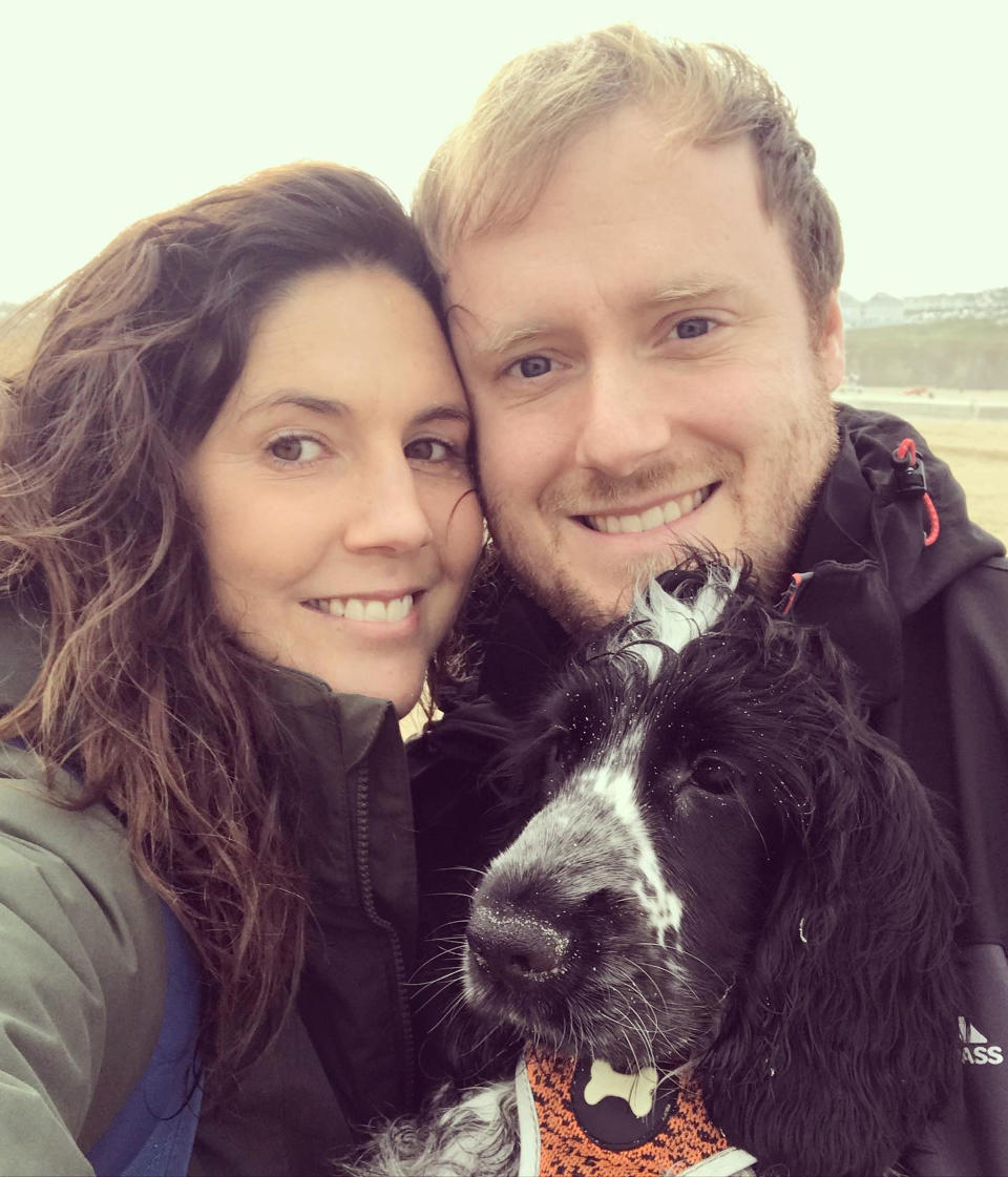 Anna Timson with her partner Russell and their dog Oreo