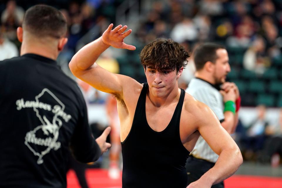 Vincenzo LaValle of Hanover Park wins his 190-pound quarterfinal bout on day two of the NJSIAA state wrestling tournament in Atlantic City on Friday, March 3, 2023.