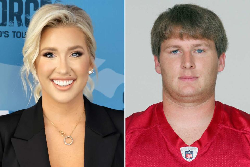 <p>Kevin Winter/Getty; NFL Photos</p> (L-R) Savannah Chrisley and Robert Shiver are pictured.