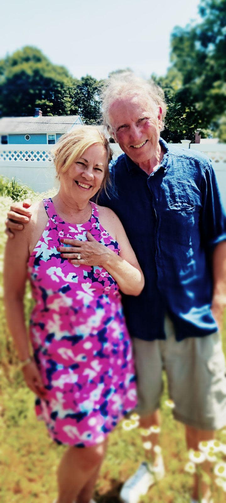 Sandy Sikorski and Ken Steinkamp of Westerly, Rhode Island. The couple met in 2018 and years later, found a mercenaria pearl while eating at a restaurant. Sikorski liked the ring and turned it into an engagement ring, which Steinkamp used to propose on July 6, 2023.