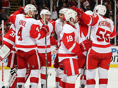 Goal celebrations have become commonplace for the Wings at Joe Louis Arena, where they've learned to make the most of the old rink's crazy bounces