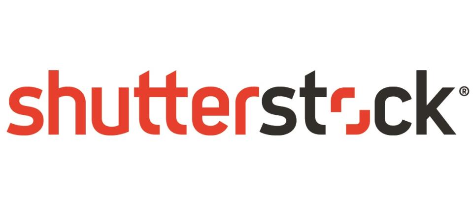 Shutterstock logo in red and black letters.