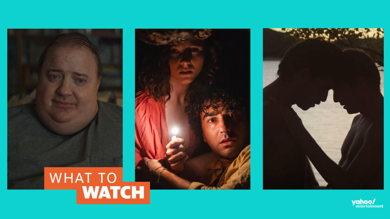 What to watch: The Whale, Old, and Stranger By The Lake are all new to streaming in the UK. (A24/Universal/Mubi)