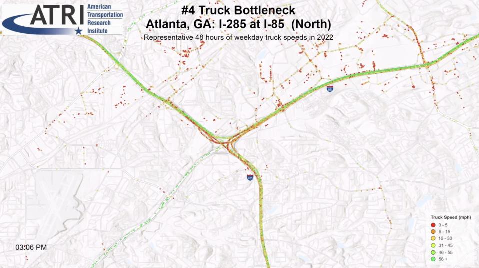 Map of truck bottleneck in Atlanta, GA