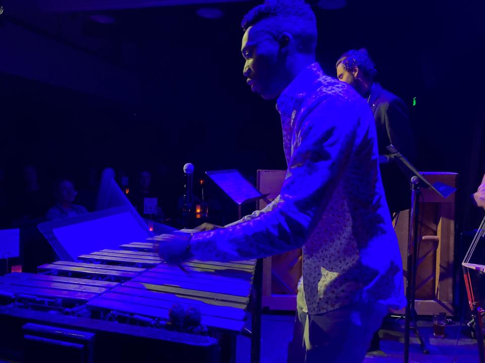 Vibraphone player Jalen Baker performs June 10, 2022 at Big Joe's at the Vermont Comedy Club during the Burlington Discover Jazz Festival.