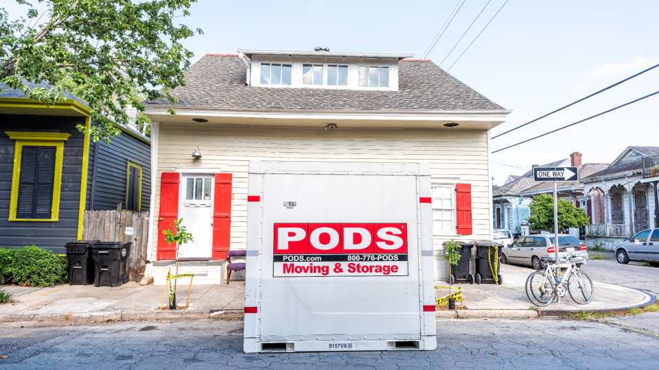PODS storage container outside a home in New Orleans - Kristina Blokin/iStockphoto