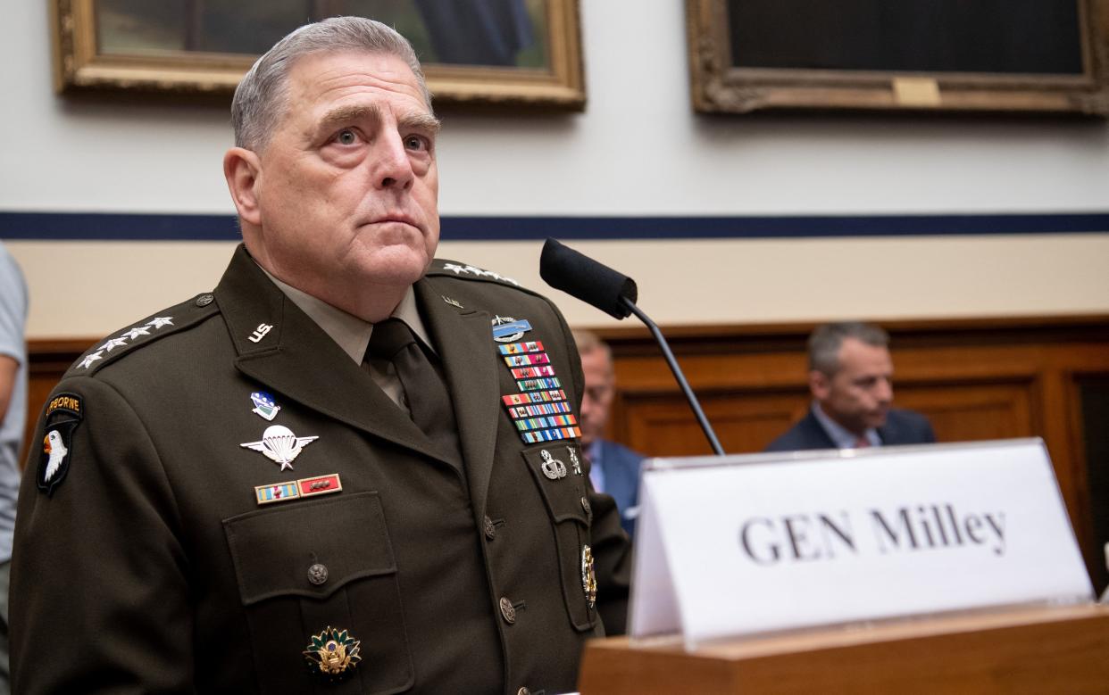 General Mark Milley, Chairman of the Joint Chiefs of Staff, testifies on the department's fiscal year 2022 budget request during a House Armed Services Committee hearing on Capitol Hill in Washington, DC, on June 23, 2021 (AFP via Getty Images)