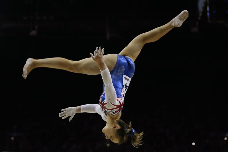 Amy Tinkler of Great Britain in action on the Beam