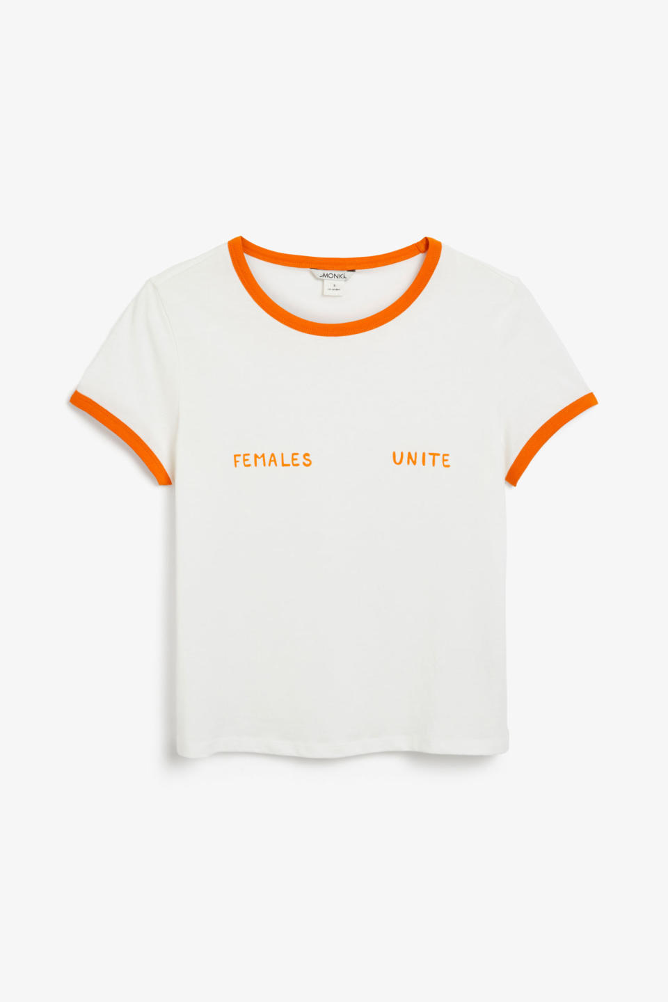 <p>'Females Unite' T-Shirt. Available at <a rel="nofollow noopener" href="http://www.monki.com/gb/Tops/Ringer_tee/13214-30566671.1#c-127339" target="_blank" data-ylk="slk:Monki - £10;elm:context_link;itc:0;sec:content-canvas" class="link ">Monki - £10</a></p>