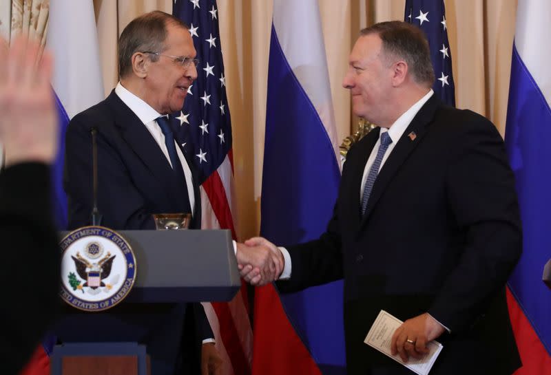 Russia’s Foreign Minister Lavrov and U.S. Secretary of State Pompeo hold news conference at State Department in Washington