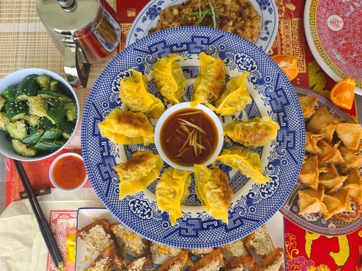 Dumplings and other bites from Royal Palms Dim Sum Club catering, which offers a catered dim sum experience in Palm Beach County.