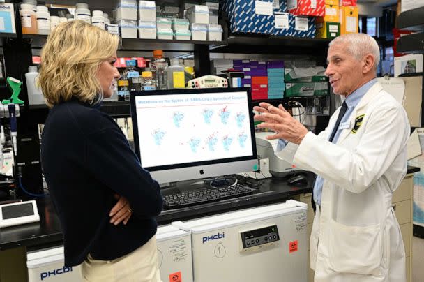 PHOTO:“Dr. Jennifer Ashton interviews Dr. Anthony Fauci at the National Institutes of Health in Washington. (Lorenzo Bevilaqua/ABC)