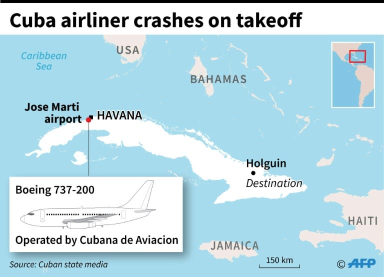 The airliner crashed on takeoff