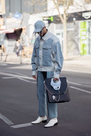 Street Snap: Denim Jacket and White Tulle Dress