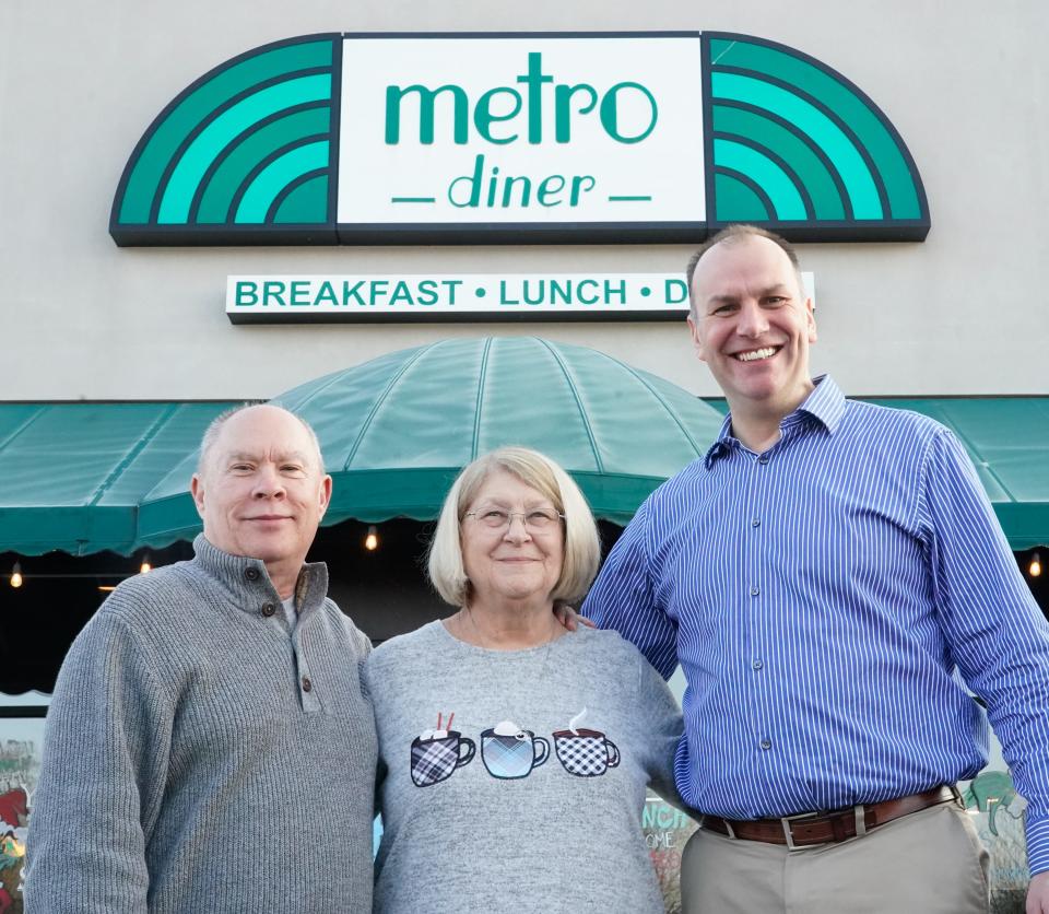 From left, David and Carol Ringham are photographed with Pastor David Hanson from Reformed Presbyterian Church of South Side Indianapolis at the Metro Diner, where they were married by Hanson on Wednesday, Jan.3, 2024, in Greenwood Indiana.