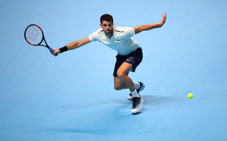 Tennis - ATP World Tour Finals - The O2 Arena, London, Britain - November 15, 2017 Bulgaria's Grigor Dimitrov in action during his group stage match against Belgium's David Goffin REUTERS/Hannah McKay