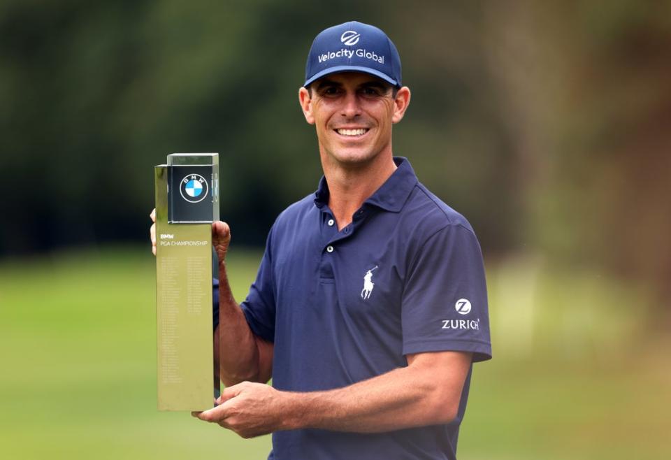 Billy Horschel lifts the trophy after winning the BMW PGA Championship at Wentworth (Steven Paston/PA) (PA Wire)