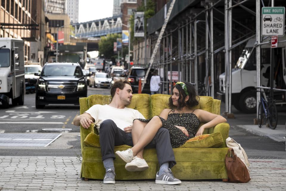 "I think the spirit of New York is pretty amazing, and it&rsquo;s been really incredible to watch how the city has come alive in a new way" despite the coronavirus, says Geraldine Viswanathan, pictured here with her co-star Dacre Montgomery. (Photo: Linda Kallerus)