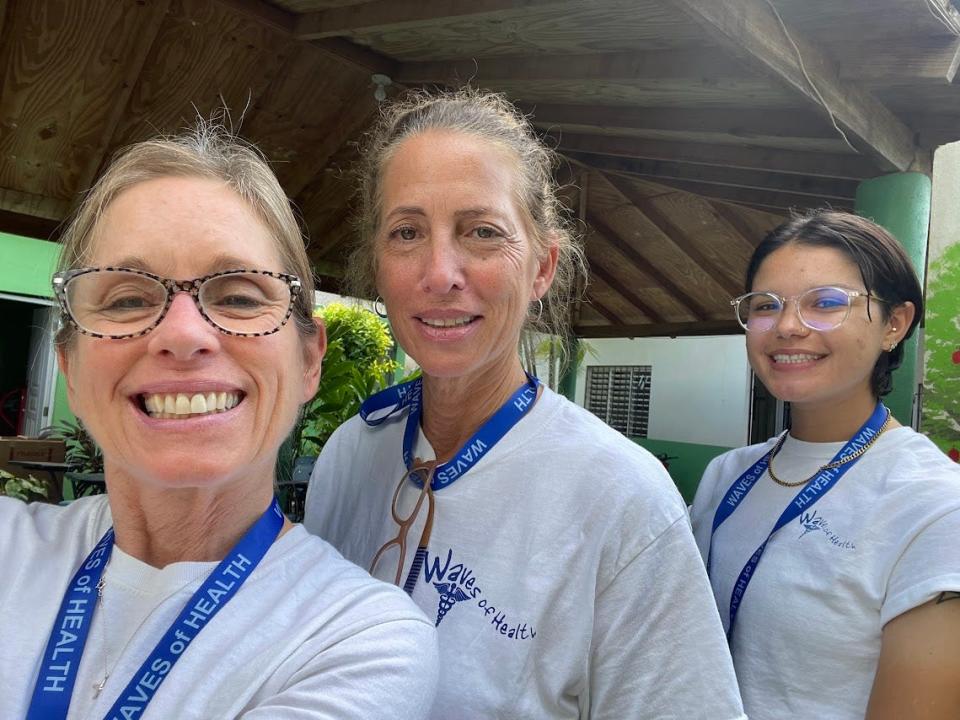 Warren Township Schools French Teacher Kristen Boni, Waves of Health volunteer Martha Raimon, and Boni’s niece and volunteer Lilly Koerner in the Dominican Republic during a recent medical mission trip