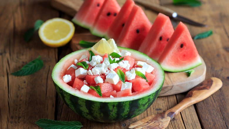 Watermelon salad with feta