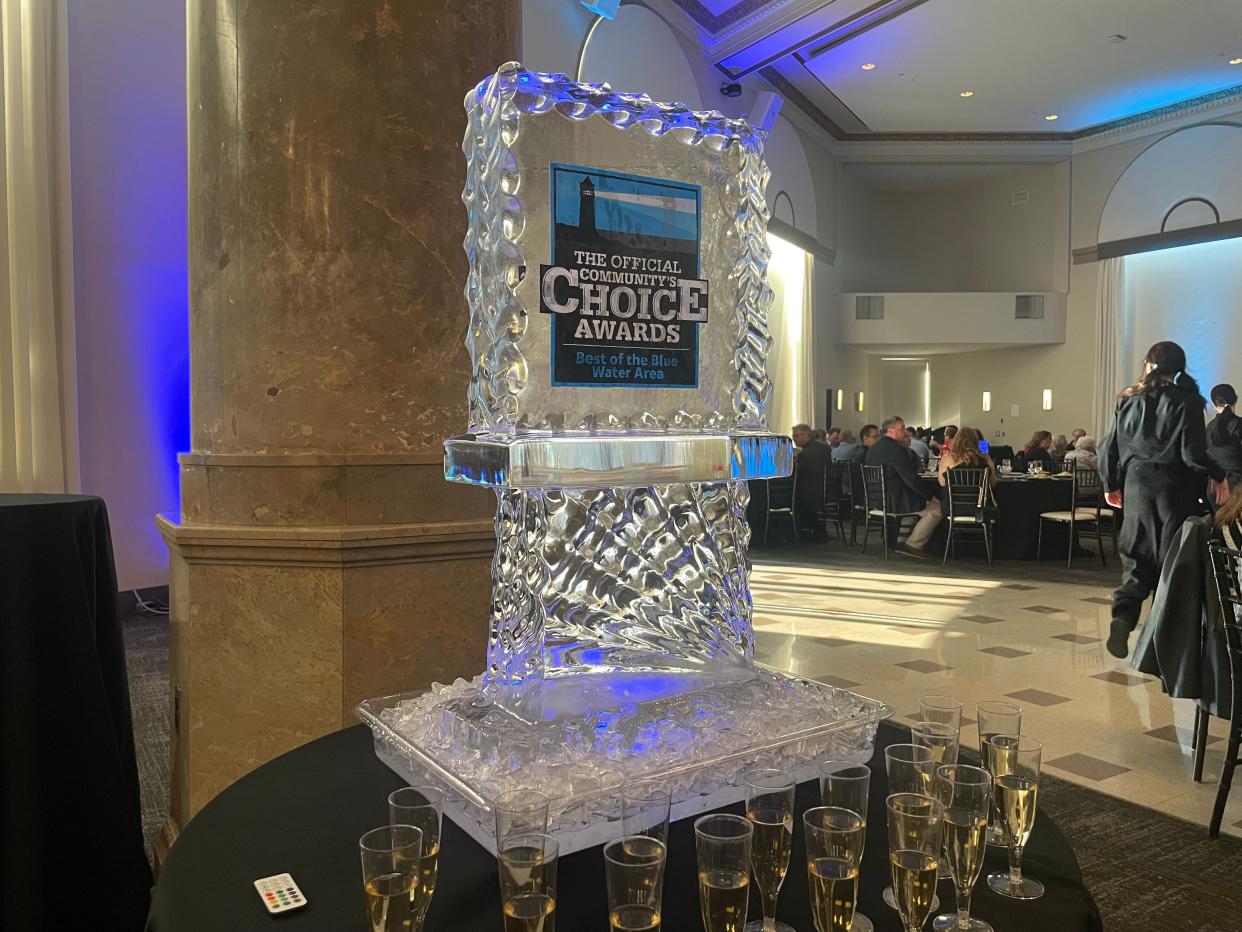 An ice sculpture at the annual Best of the Best awards on April 24, 2024.