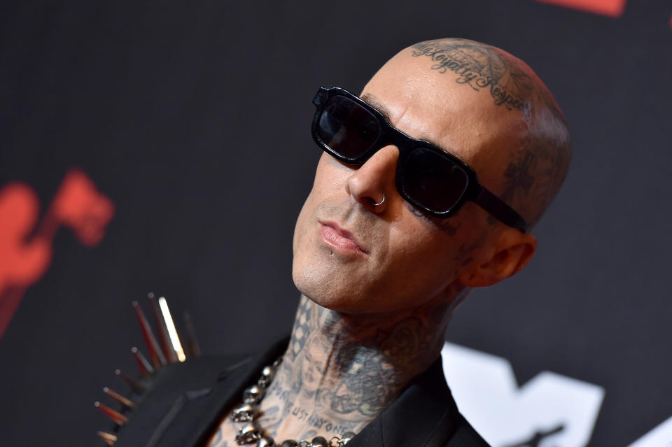 NEW YORK, NEW YORK - SEPTEMBER 12: Travis Barker attends the 2021 MTV Video Music Awards at Barclays Center on September 12, 2021 in the Brooklyn borough of New York City. (Photo by Axelle/Bauer-Griffin/FilmMagic)