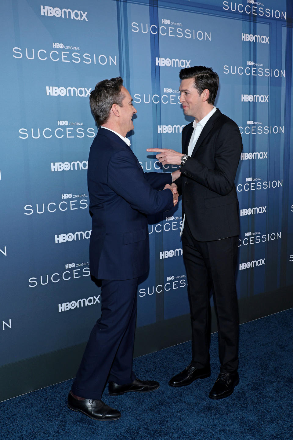 NEW YORK, NEW YORK - MARCH 20: (L-R) Matthew Macfadyen and Nicholas Braun attend HBO's "Succession" Season 4 Premiere at Jazz at Lincoln Center on March 20, 2023 in New York City. (Photo by Dimitrios Kambouris/WireImage)