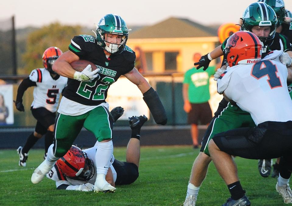West Branch's Boston Mulinix carries the ball against Howland, Friday Sept. 15, 2023.
