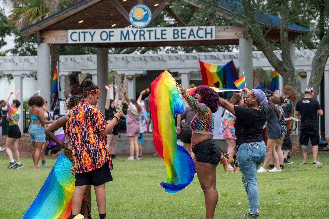 Grand Strand Pride hosted a celebration of the LGBTQ+ community at Chapin Park on Thursday night after the City of Myrtle Beach declared June 2022 Pride Month in Myrtle Beach. June 16, 2022. JASON LEE/jlee@thesunnews.com