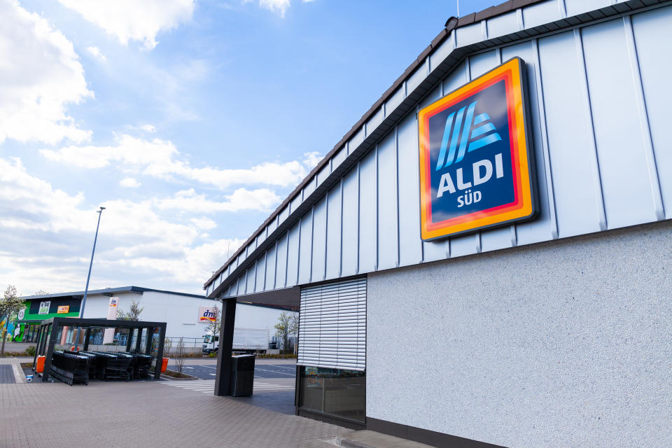 Nuremberg / Germany - April 7, 2019: Branch from Aldi supermarket chain. Aldi is the common brand of two German family owned discount supermarket chains with over 10,000 stores in 20 countries.