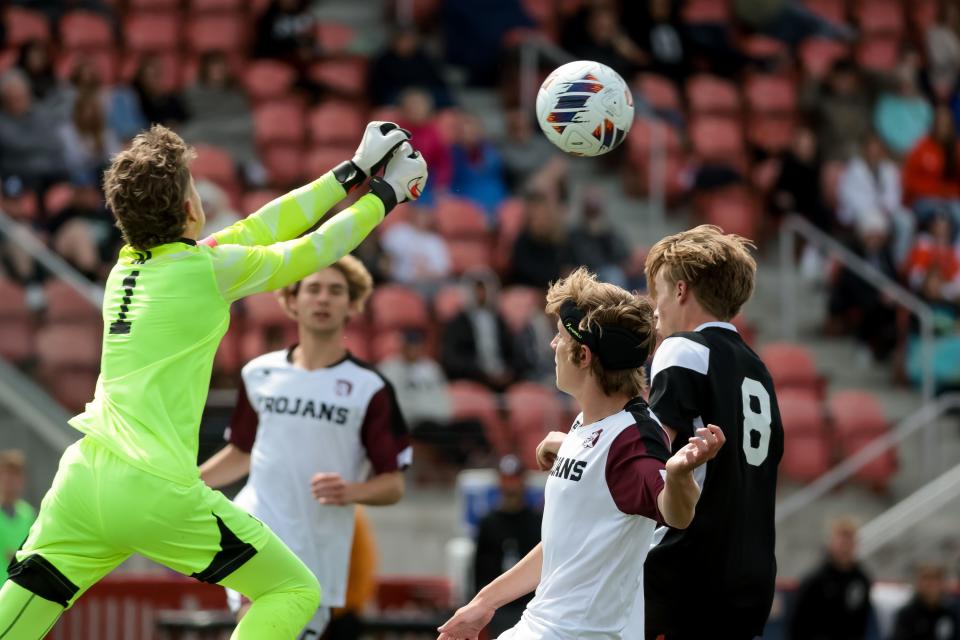 Morgan and Ogden compete in a 3A boys soccer state semifinal at Zions Bank Stadium in Herriman on Wednesday, May 10, 2023. | Spenser Heaps, Deseret News