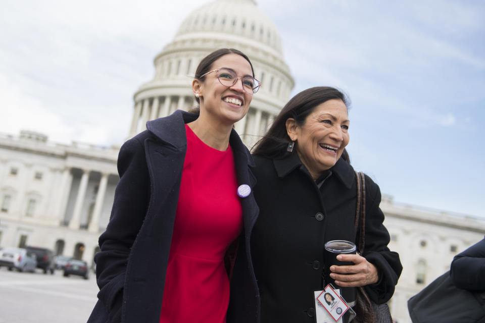 Rep. Alexandria Ocasio-Cortez, D-N.Y., left, and Rep. Deb Haaland, D-N.M. (Photo: Tom Williams/CQ Roll Call/Getty Images)